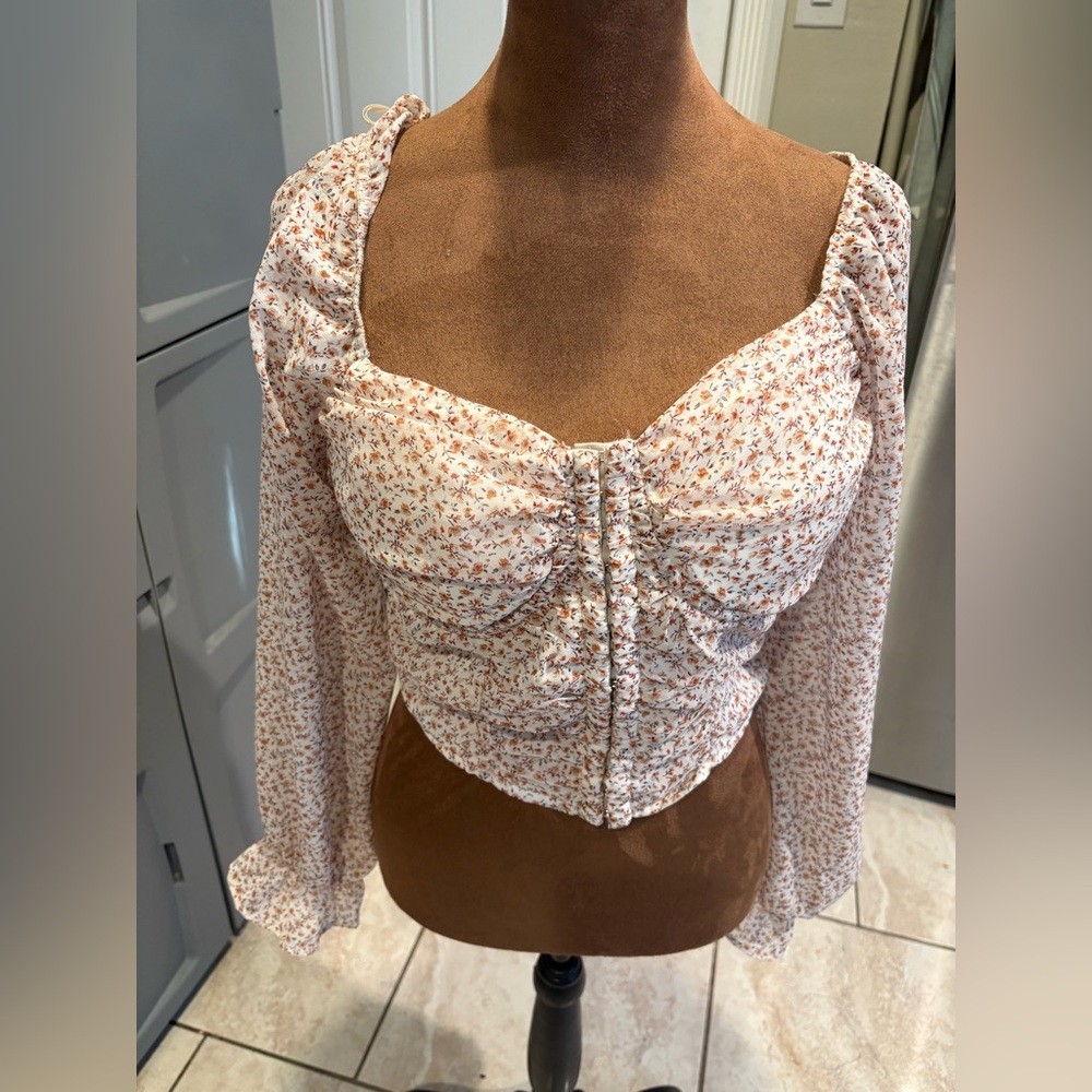 Papaya Floral Blouse with Pink and White Hues